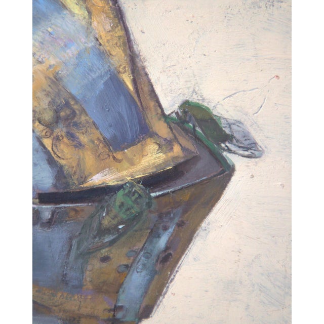 A Ride with the Best Friend by Elena Burykina | Oil on panel Painting of a knight's helmet For Sale - Image 4 of 5