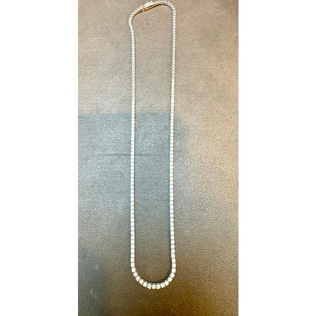 Round 5 Pointer, 4 Ct Diamond Tennis Necklace 14 Karat White Gold , Unisex, 16" For Sale - Image 17 of 18