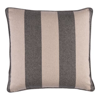 Schumacher Hemlock Stripe 22" Pillow In Graphite For Sale