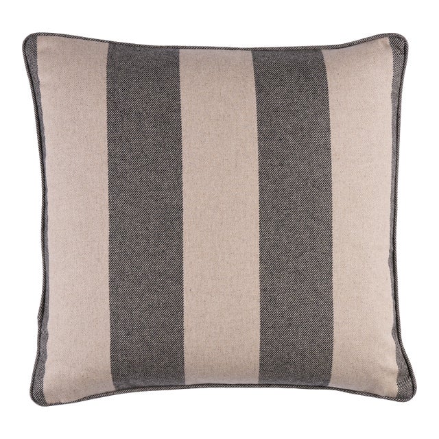 Schumacher Hemlock Stripe 22" Pillow In Graphite For Sale