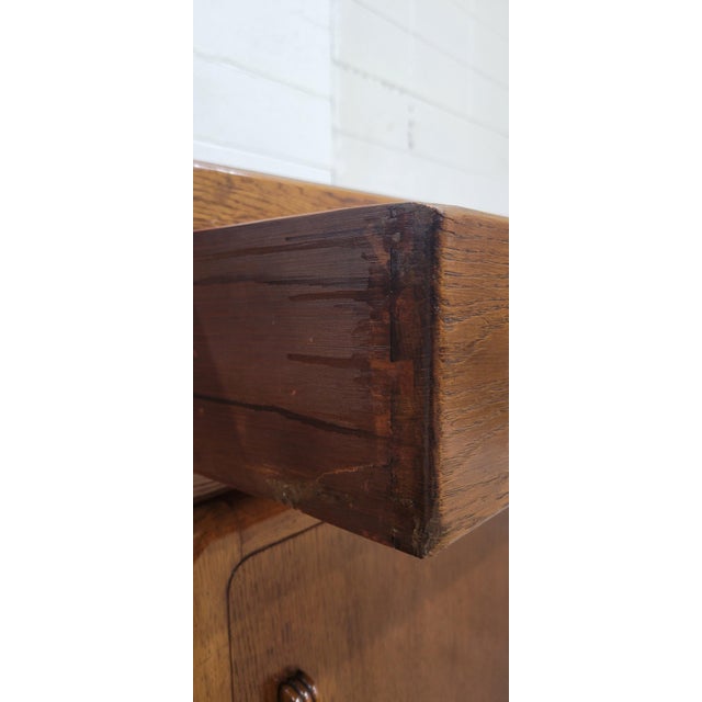 Brown Vintage Art Deco Oak Sideboard Buffet Server For Sale - Image 8 of 10