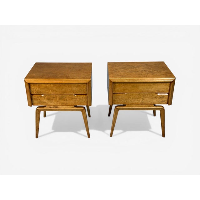Wood Edmond J Spence, Nightstands, Burled Maple, Bentwood, Sweden, 1960s For Sale - Image 7 of 10