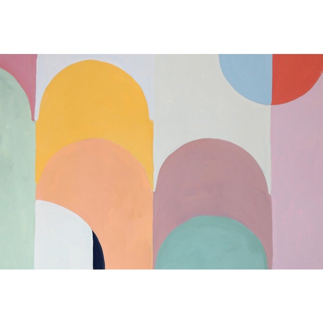 2026, Modern Painting in Pastel Tones of Art Deco Drops, Geometric Patterns Grid, Acrylic Paint on Watercolor Paper by Natalia Roman For Sale - Image 4 of 8