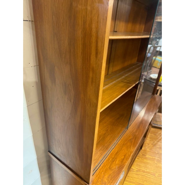 Wood 1950s Walnut China Cabinet For Sale - Image 7 of 15