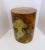 Contemporary 1990s Vintage Crushed Amber Glass and Resin Teak Wood Stool For Sale - Image 3 of 9