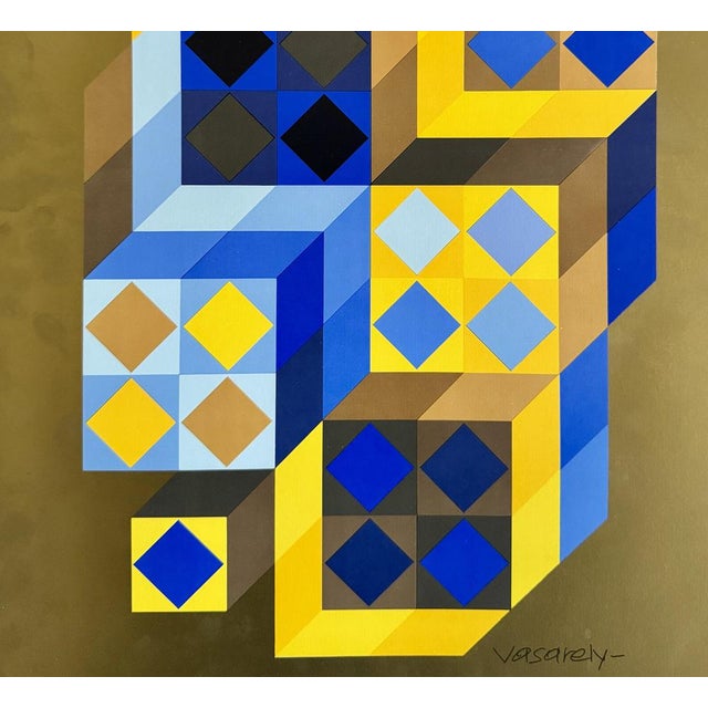 Modern Victor Vasarely, Geometric Composition, 1984, Serigraph For Sale - Image 3 of 5