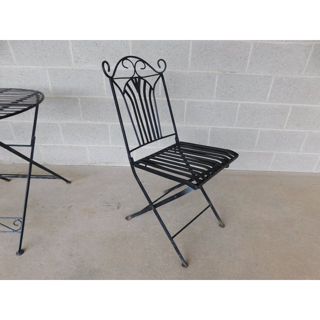 Vintage French Style Wrought Iron Outdoor Dining Bistro 3 Piece Set "A" For Sale In Philadelphia - Image 6 of 14