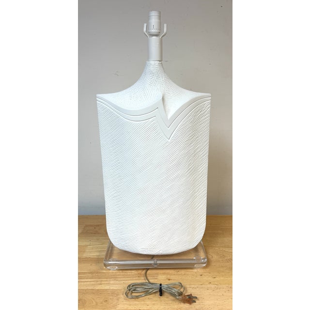 1986 Monumental Postmodern White Lacquered Plaster Lamps by Casual Lamps - a Pair For Sale - Image 12 of 15