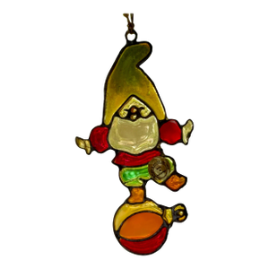 Vintage Kurt Adler Stained Glass Gnome Ornament – 1978 Christmas Decor - Suncatcher