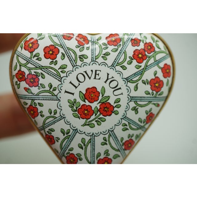 Halcyon Days England Enamel Heart Shaped I Love You Trinket Keepsake Box 2" For Sale - Image 12 of 12