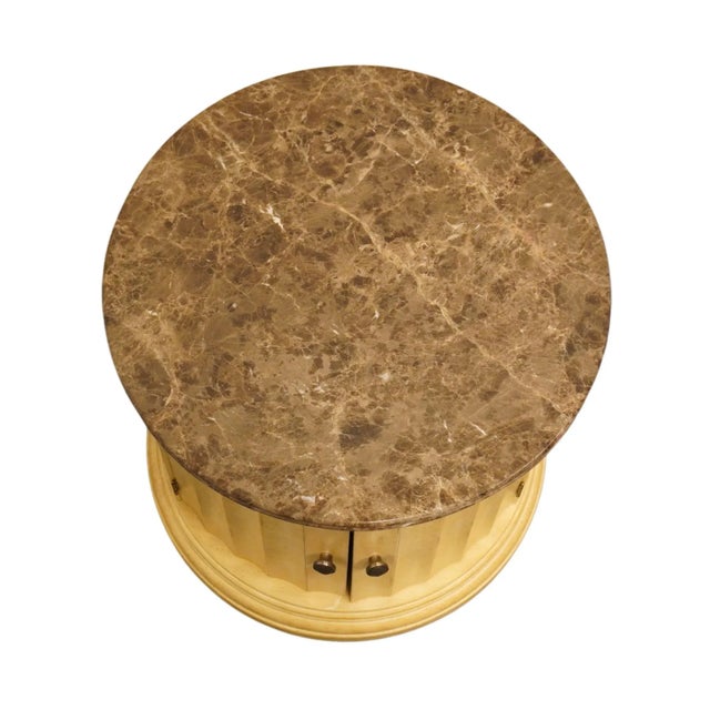 Lexington Furniture Cream / Antiqued White Italian Neoclassical Tuscan Style 26" Round Accent Storage End Table W. Granite Top 343-214 For Sale In Kansas City - Image 6 of 11