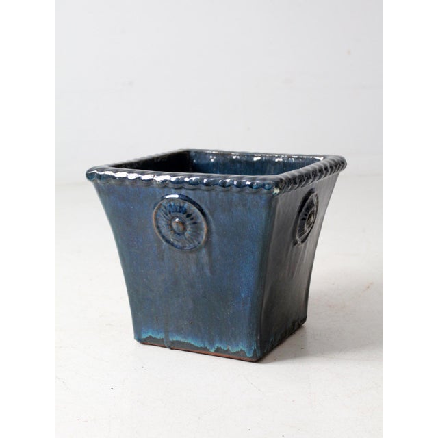 Vintage Art Deco Blue Planter For Sale - Image 12 of 13