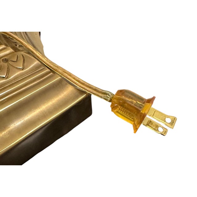 Vintage French Empire Style Mint Green and Brass Table Lamp For Sale - Image 12 of 12