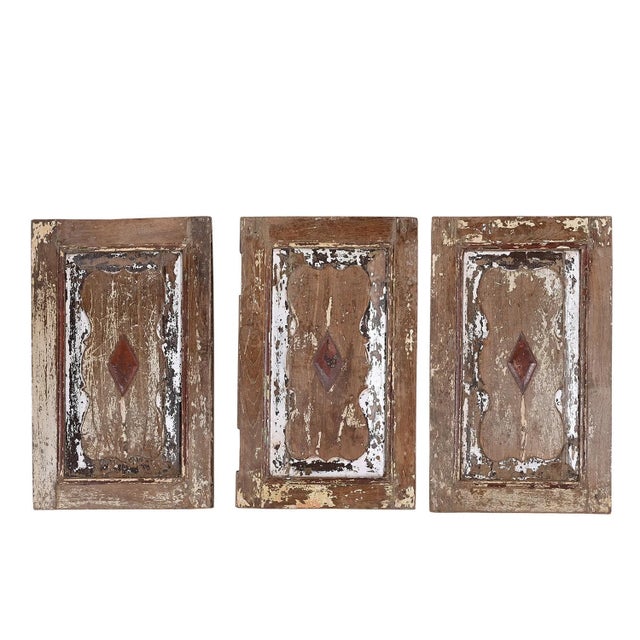 Farmhouse Vintage Carved Wood Wall Panel | Distressed Farmhouse Shutter (13x21) For Sale - Image 3 of 3