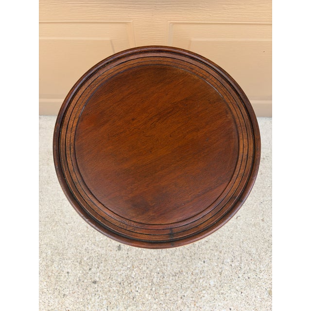 Wood Antique Regency Solid Walnut Round Side Table, Early 20th Century For Sale - Image 7 of 11