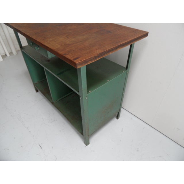 Brown Vintage Industrial Work Bench, 1950s For Sale - Image 8 of 11