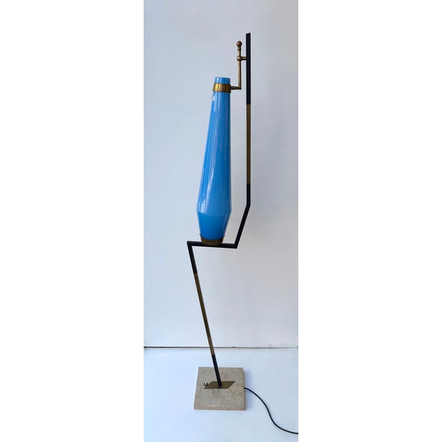 Mid-Century Modern Mid-Century Floor Lamp Brass Metal and Murano Glass by Vistosi, Italy, 1960s For Sale - Image 3 of 12