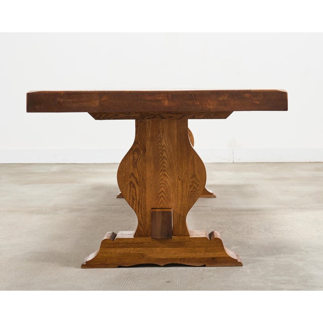 Country French Oak Farmhouse Trestle Dining Table 7.8 Ft For Sale In Sacramento - Image 6 of 18