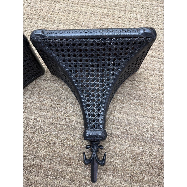 Traditional Vintage Black Cane Wall Shelves With Nice Detail For Sale - Image 3 of 9