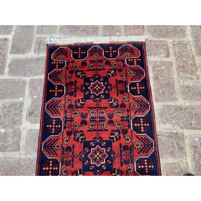 Tribal Hand-Knotted Wool Khal Mohammadi Rug, Red and Navy Geometric Runner, 2' X 9.8' For Sale - Image 3 of 7