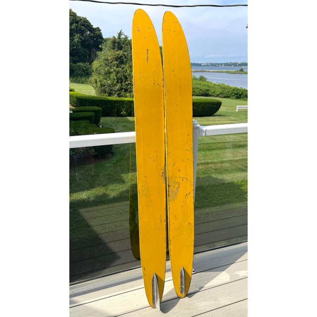 Vintage Early 1960s Pair Cypress Gardens 68" Wood Water Skis | Beach Lodge Nautical Decor For Sale - Image 4 of 5