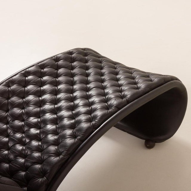 Black Leather Chaise Longue by Verner Panton for Fritz Hansen, 1970s For Sale - Image 16 of 18