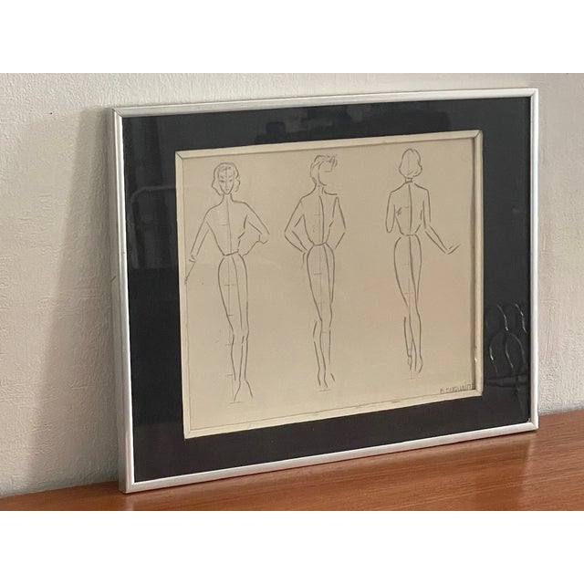 Berthe Duquaine, Sketches, 1951, Pencil on Paper, Framed For Sale - Image 18 of 18