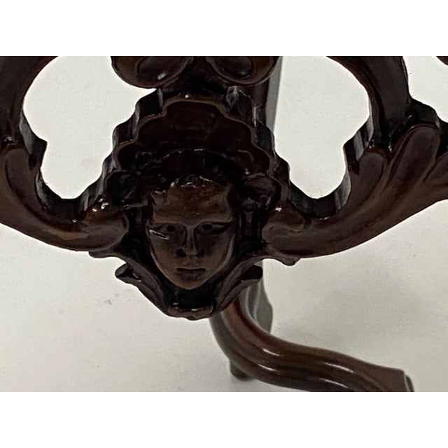 Brown Carved Mahogany Side Table With Marble Top For Sale - Image 8 of 9