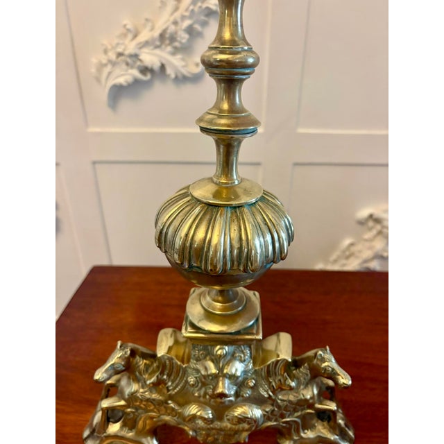 Large Antique Victorian Ornate Brass Fire Dogs and Andirons, 1880, Set of 2 For Sale - Image 6 of 14