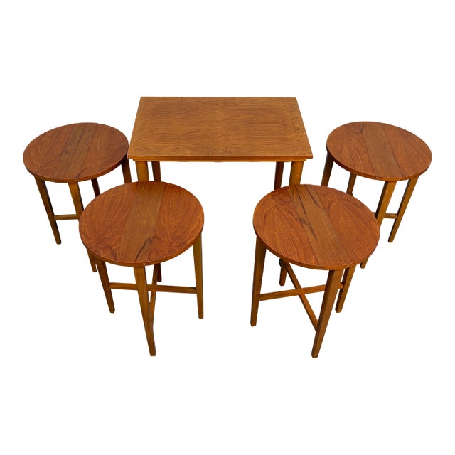 Mid 20th Century Teak Nesting Table Set Attributed to Poul Hundevad For Sale