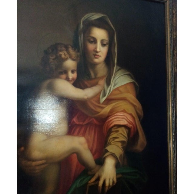 Madonna Con Il Bambino, Signed Italian Oil on Canvas Masterpiece, Achille Funi (1890–1972). For Sale - Image 10 of 13