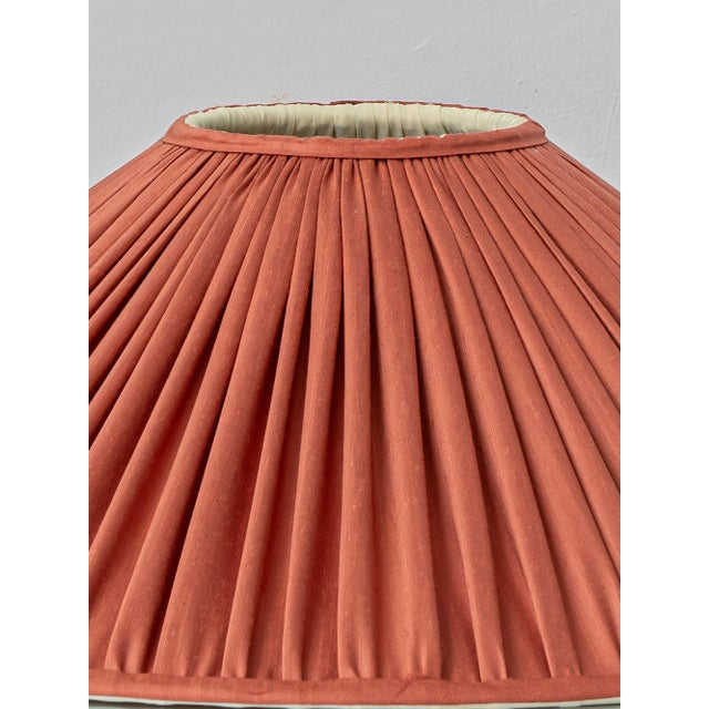 Butter Yellow Ceramic Table Lamp with Pink Silk Pleated Shade from Casa Pupo, Spain, 1960s For Sale - Image 9 of 15