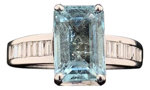 Diamond Aquamarine Ring 3.30TCW 14k Gold Women Certified