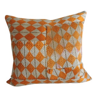 Orange & Yellow Woven Embroidery Square Decorative Pillow For Sale