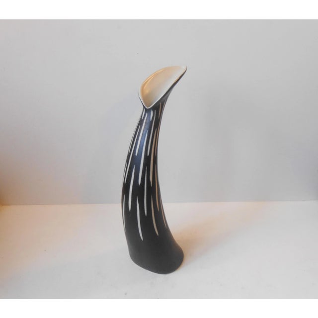 - Black and white ceramic vase designed by Aksel Sigvald Nielsen - Produced by Aksini for Knabstrup - Made in Denmark...