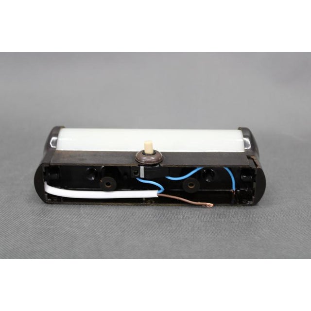 Black Art Deco Bakelite Tubular Wall Light with Milk Glass, Czechoslovakia, 1940s For Sale - Image 8 of 13