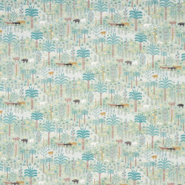 Sample - Schumacher Las Colinas Scenic Tapestry Fabric, Green For Sale
