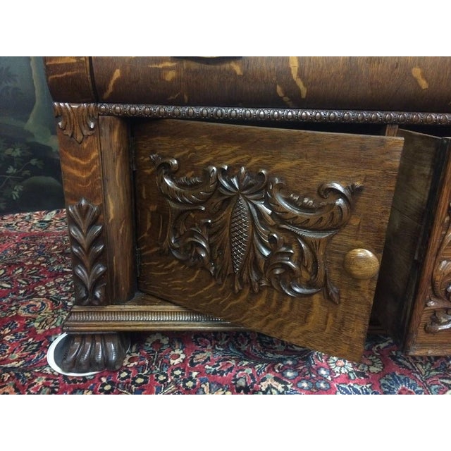 Antique Oak Buffet, Carved Victorian Buffet Bar For Sale - Image 11 of 16