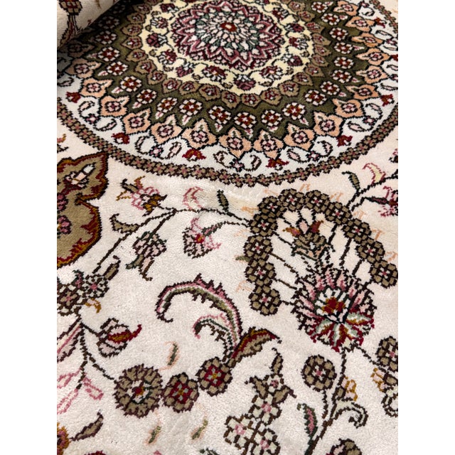 6ft Floral Medallion Silk Rug For Sale - Image 12 of 12