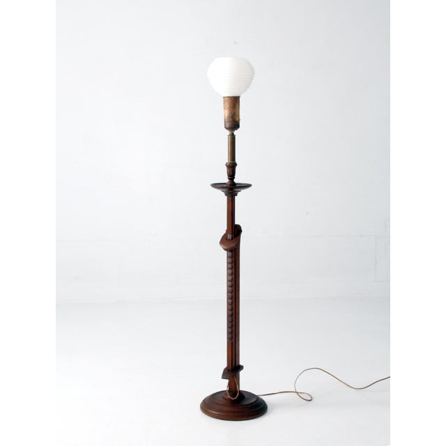 Wood Antique Arts & Crafts Adjustable Floor Lamp For Sale - Image 7 of 18