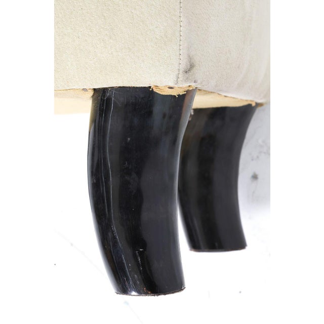 Suede & Ox Horn Ottoman For Sale In Providence - Image 6 of 9