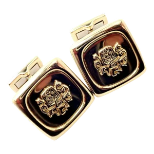 Piaget 18k Yellow Gold Coat Of Arms Cufflinks, Pair