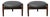 Mid Century Style Round Walnut and Black Leather Ottomans For Sale