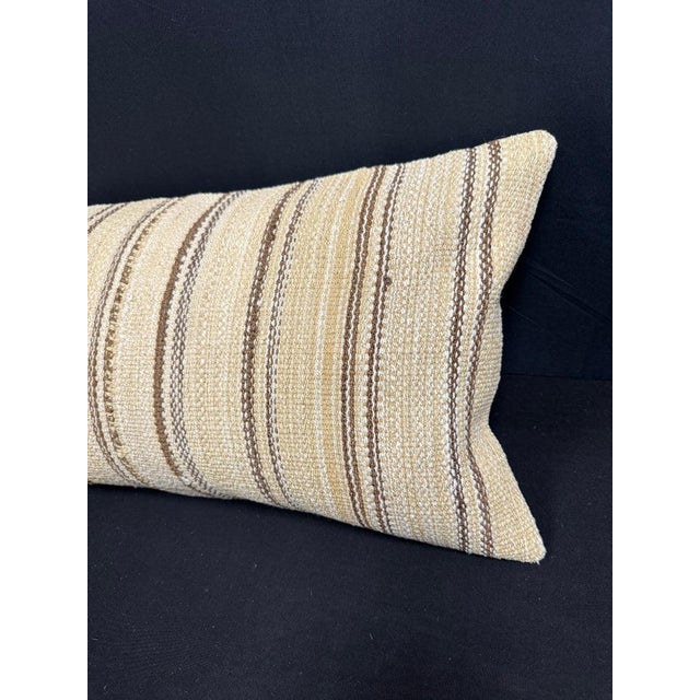 Turkish Hemp Pillow Cushion Natural Beige Brown Cushion Cover 14"x40" For Sale - Image 4 of 4