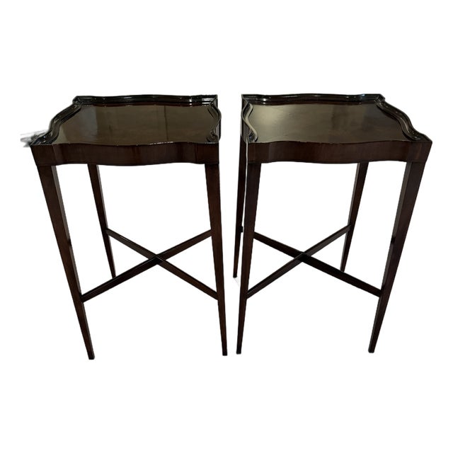 Pair of Vintage Wm. A. Berkey Mahogany Regency-Style Gallery-Top Side Table For Sale