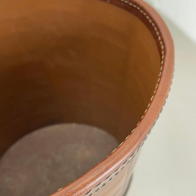 Vintage Patchwork Paper Bin Basket in Leather the style of Auböck, Germany, 1960s For Sale - Image 13 of 18