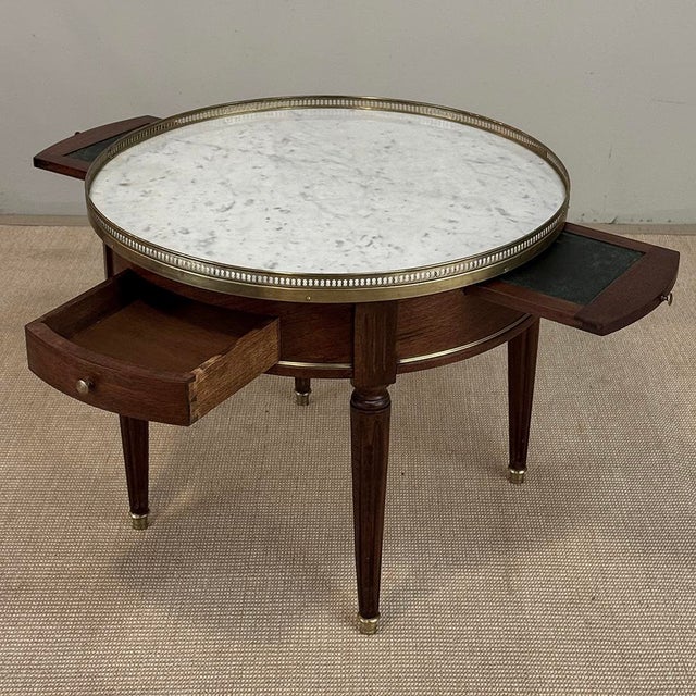 Antique French Louis XVI Mahogany Marble Top Bouillotte Table For Sale - Image 15 of 18