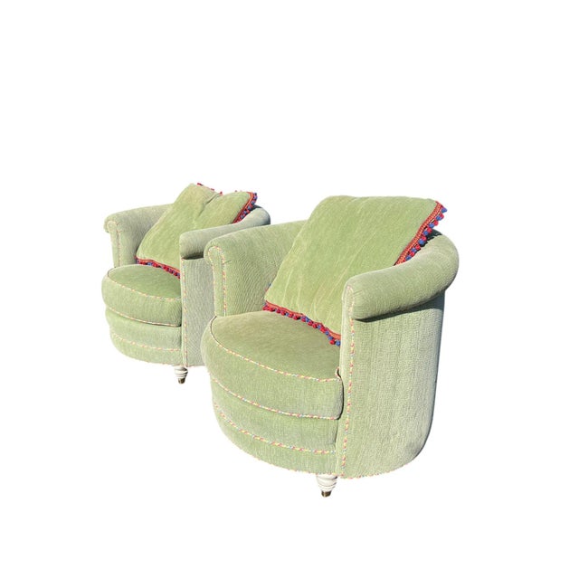 These chairs were source from a high-end furniture showroom and feature exceptional upholstery quality, custom trim...