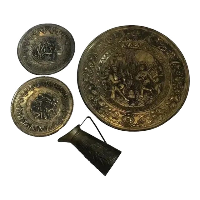 Late 18th Century Elpec Brassware of Distinction Soldered Brass Pitcher Plates- 4 Pieces For Sale