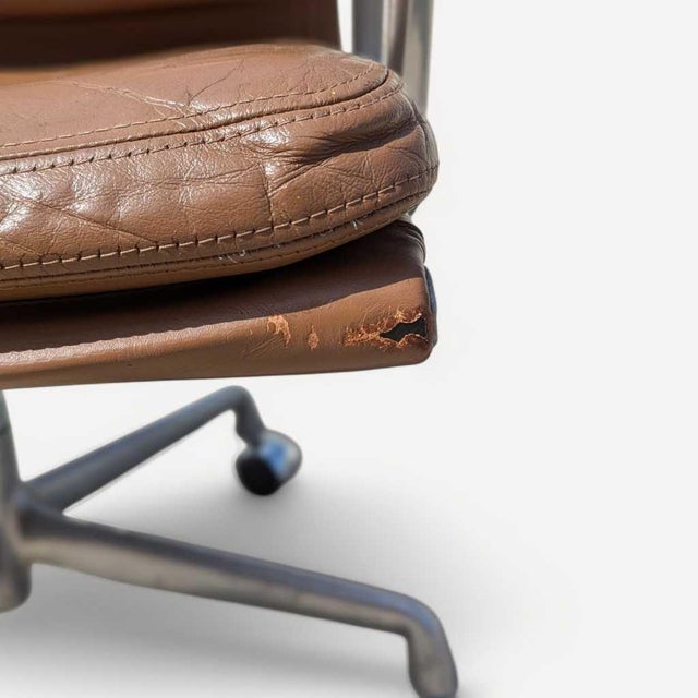 Animal Skin Mid-Century Modern Eames Soft Pad Chair by Herman Miller, 1960s, Leather For Sale - Image 7 of 18